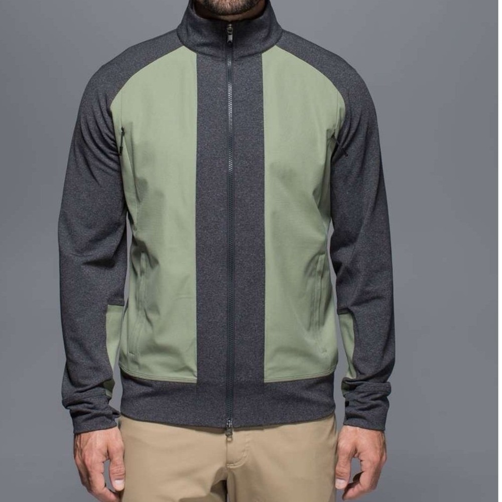 Lululemon Men's Tactic Jacket Full Zip Size XL Heathered Black/Pamelo Green